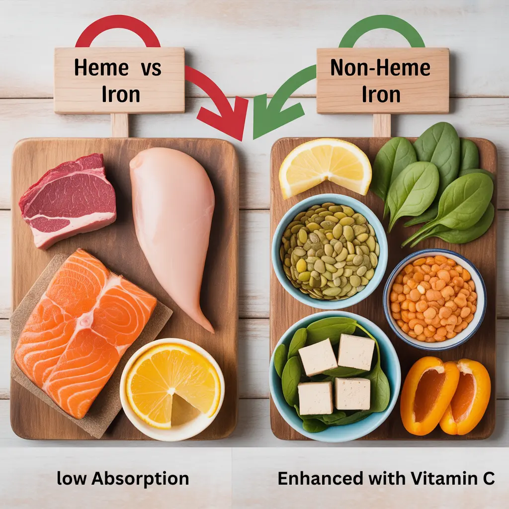 Comparison of heme and non-heme iron with plant-based iron sources for vegan nutrition