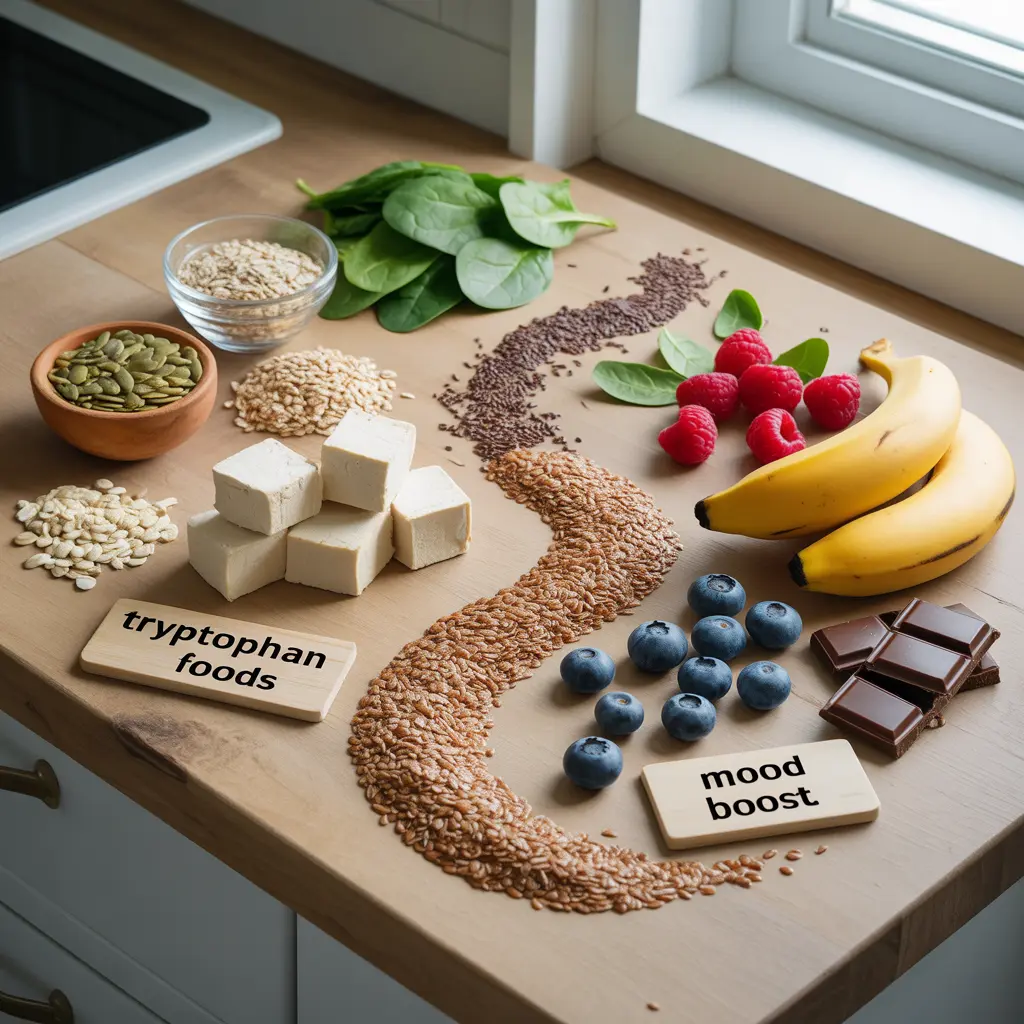 Plant-based foods rich in tryptophan for serotonin production and anxiety management